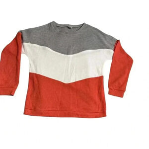 IFFEI Pocket waffle shirt  2 zipper pockets on chest gray/white/orange like new